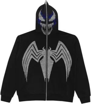 Womens Y2K Zip Up Hoodie Men Long Sleeve Rhinestone Graphic Sweatshirts Halloween Oversized Goth Jacket Streetwear
