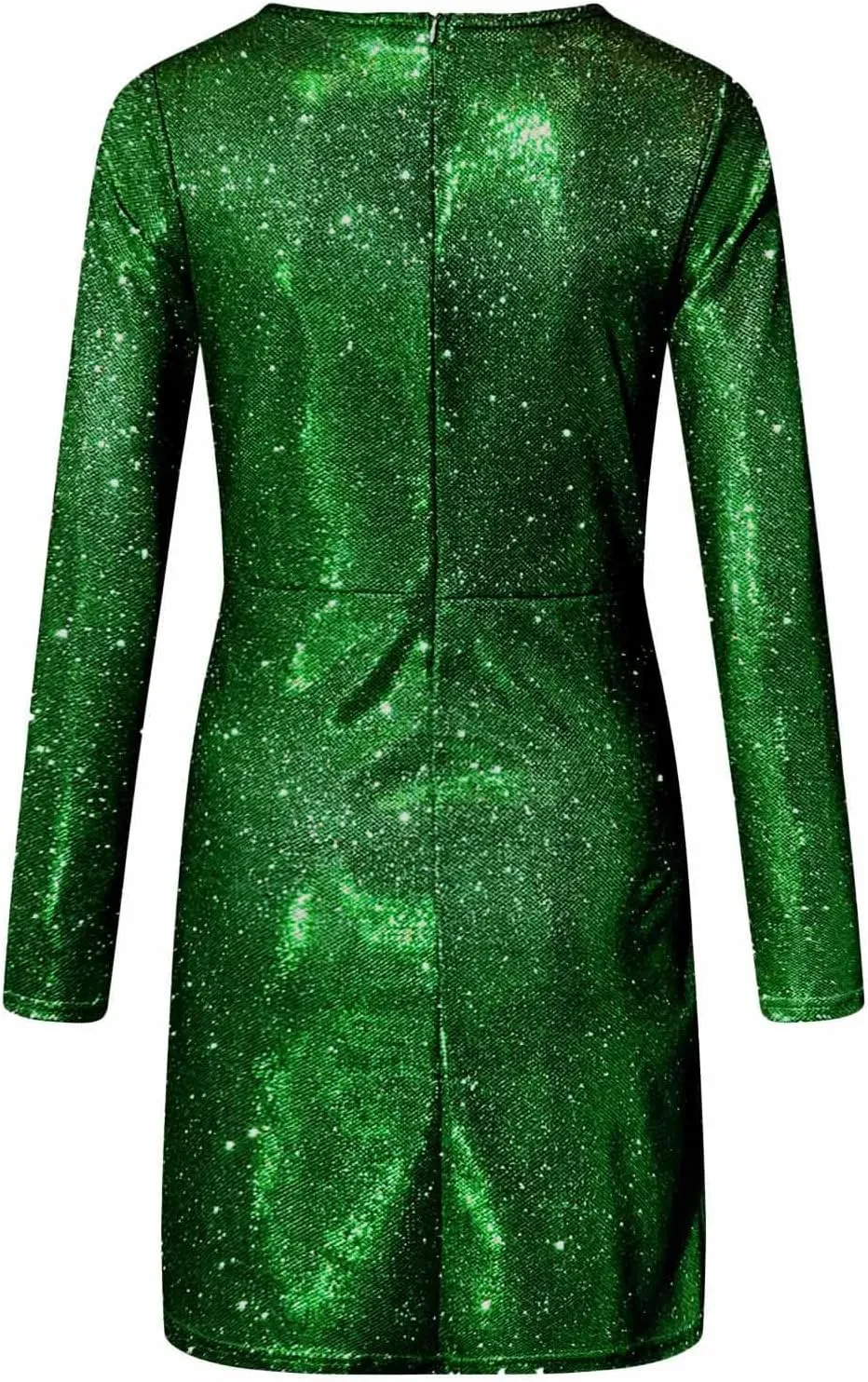 WYTong Womens Sparkly Mini Dress Wrap V Neck New Years Eve Sparkly Dresses Elegant Bodycon Long Sleeve Club Party Dress