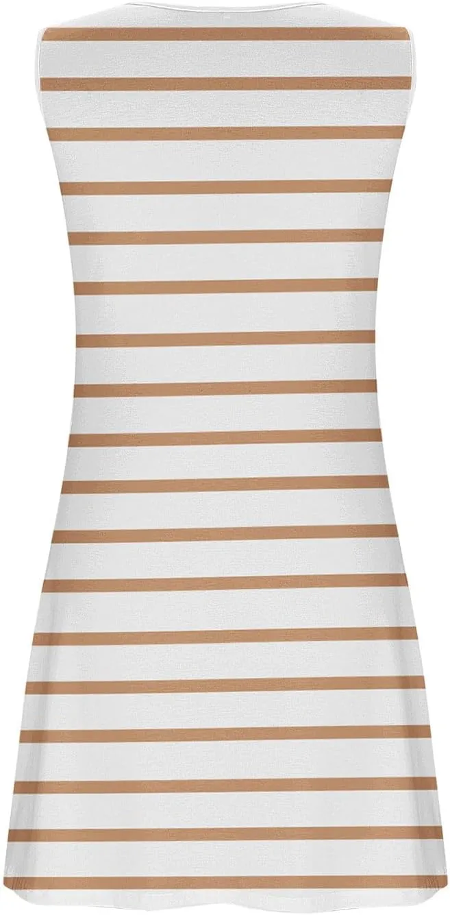 Xiaojmake Summer Striped Short Dresses for Women 2025 Beach Swimsuit Coverups Vacation Sleeveless Button Down Sundresses