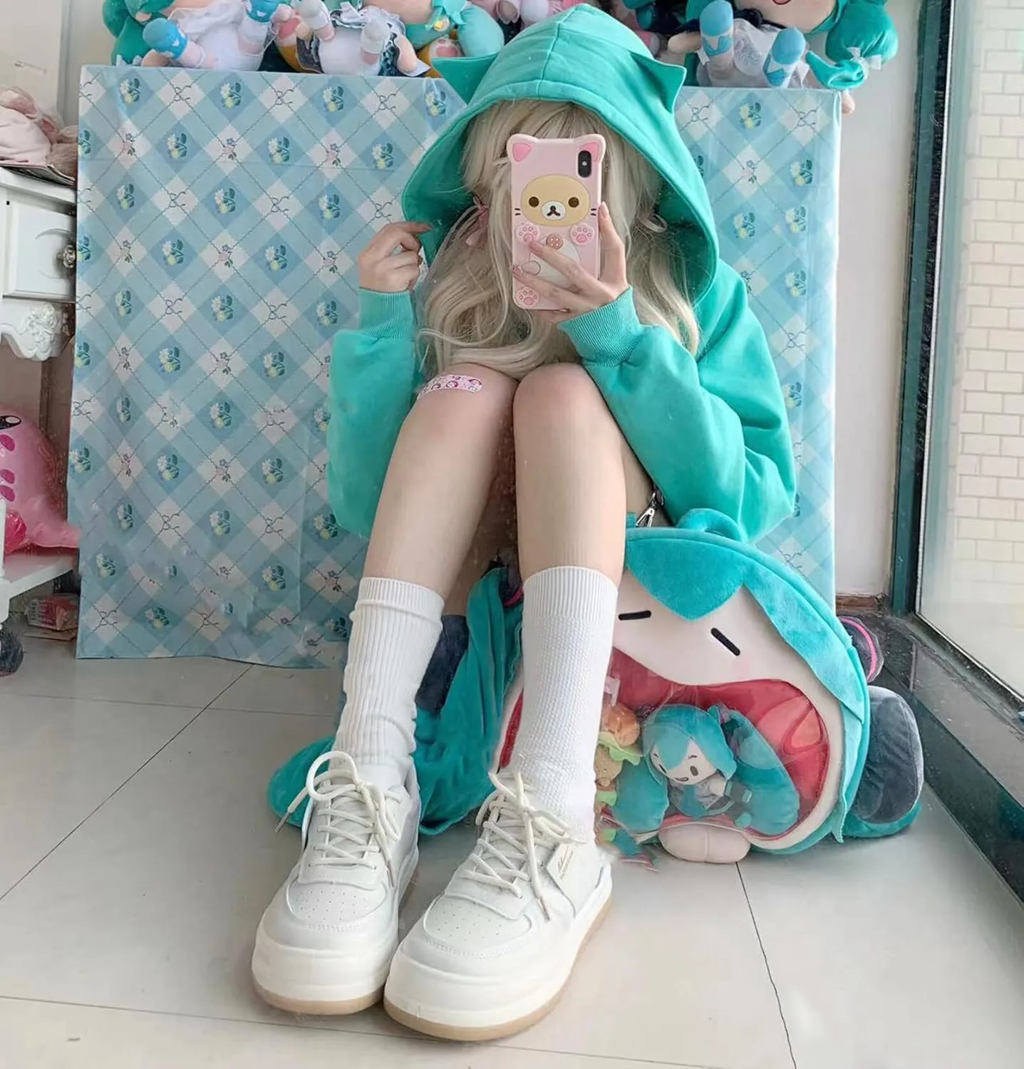 YEMOCILE Women Cute Shark Hoodie Long Sleeve Blue Kawaii Animal Shark Shape Hooded Pullover Sweatshirts