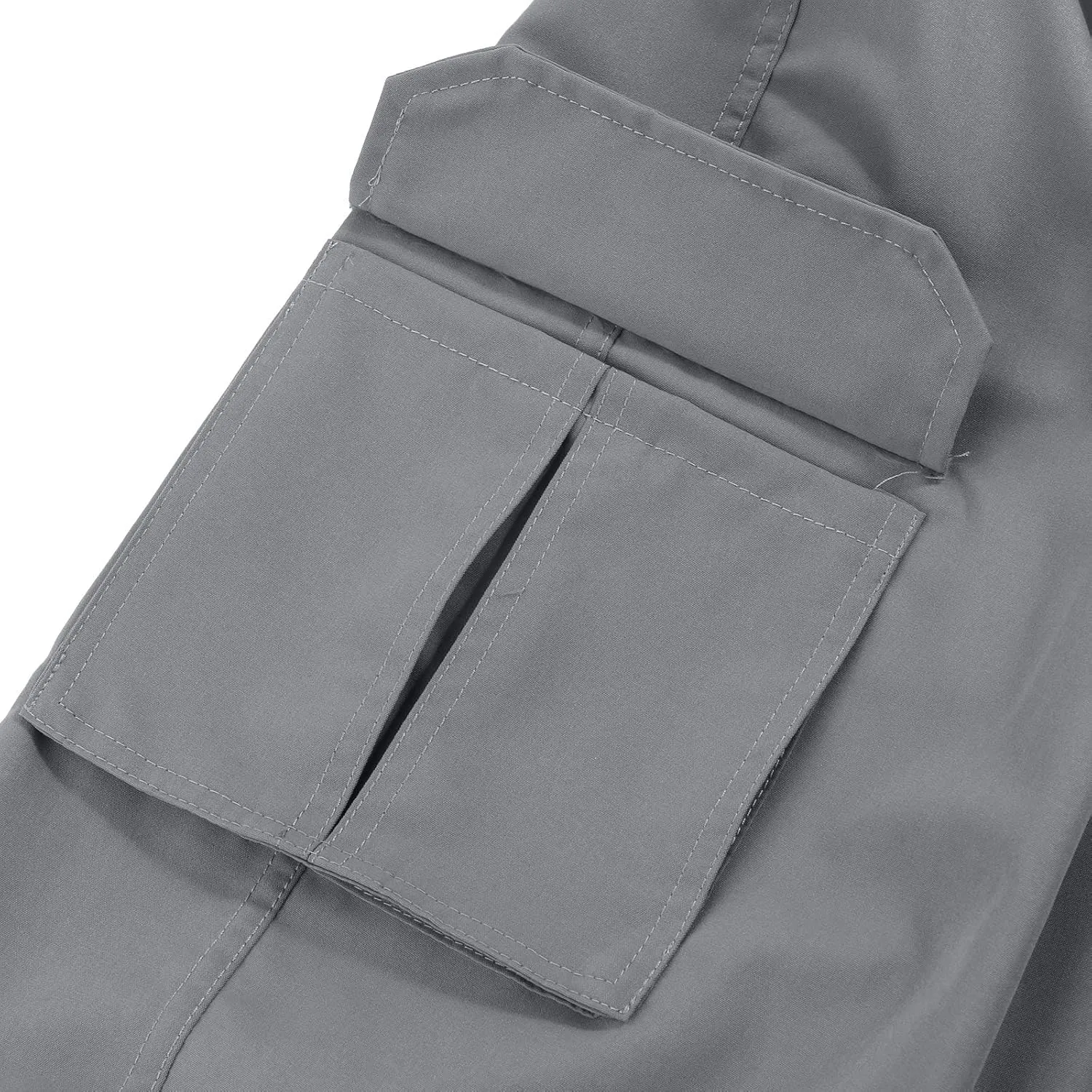 Ymosrh Mens Large Tall Pants Men's Slim Fashion Solid Color Casual Pants Multi Pocket Straight Cargo Pants Stretch