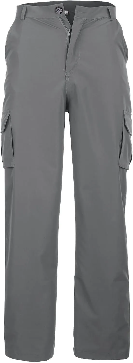 Ymosrh Mens Large Tall Pants Men's Slim Fashion Solid Color Casual Pants Multi Pocket Straight Cargo Pants Stretch