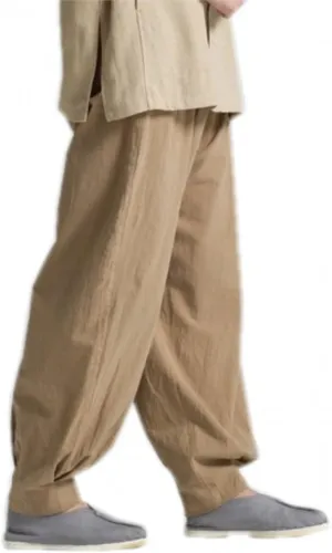 ZanYing Men Casual Yoga Taichi Pants Summer Loose Monk Pants
