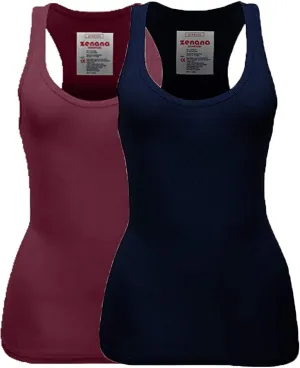 Zenana Women's Plain Solid Color Ribbed Racerback Tank Top Shirt Plus Sizes