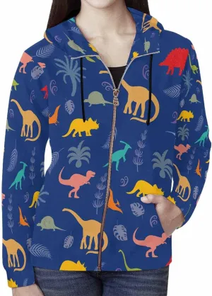 Zip Up Hoodie Women Cute Cartoon Dinosaurs Womens Drawstring Hoodies Long Sleeve Oversized Sweatshirts Jacket