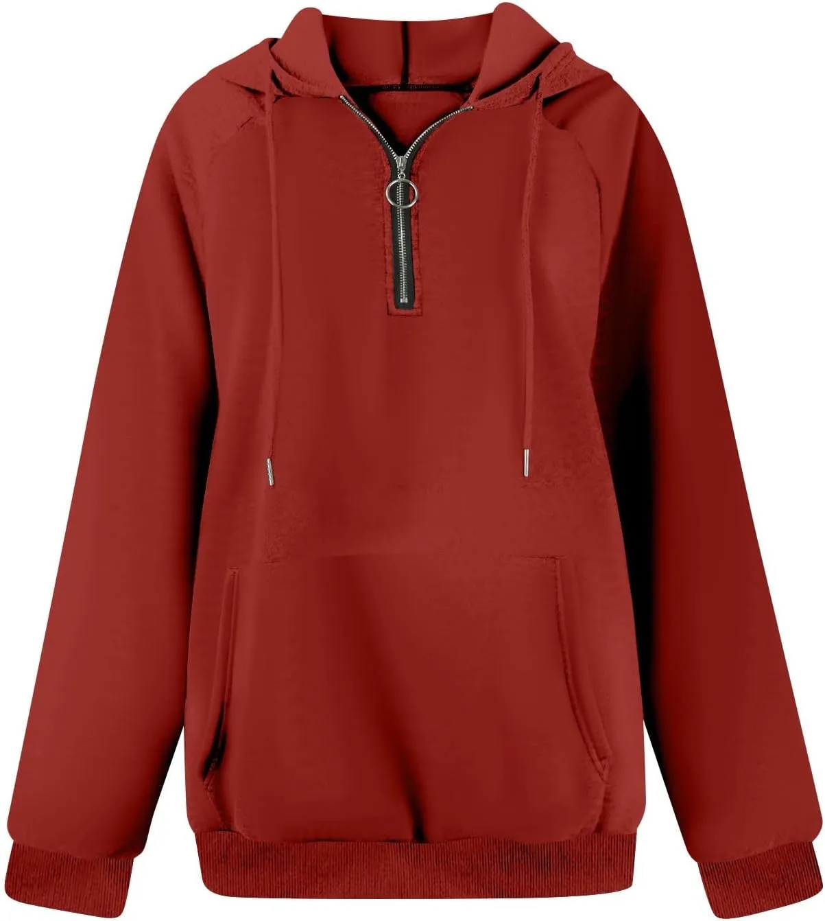 Zip Up Hoodie Women Y2K Comfy Long Sleeve Fleece Quarter Zip Pullover Preppy Cute Oversized Sweatshirt with Pockets