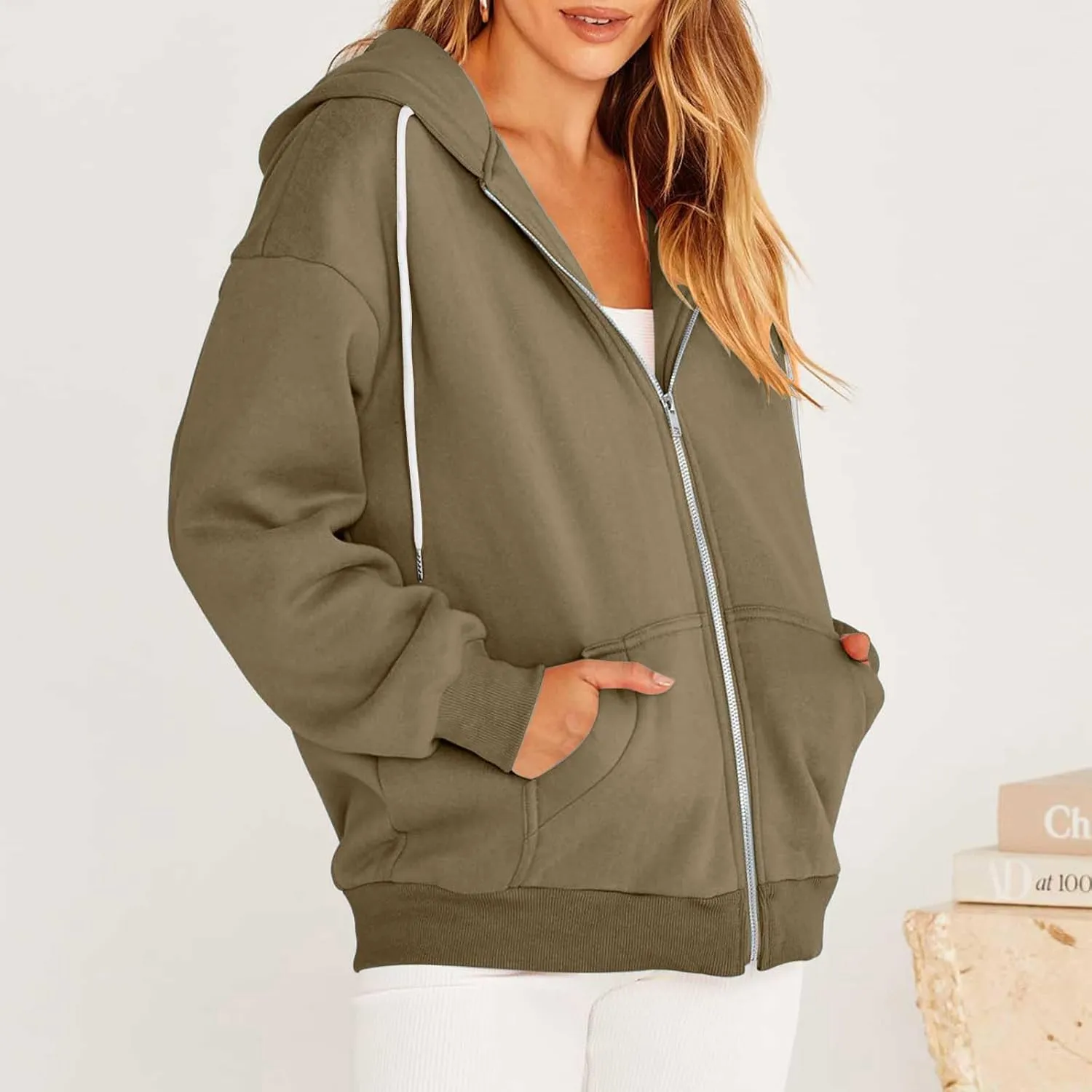Zip Up Hoodies Women 2023 Fall Fashion Oversized Sweatshirt Y2k Sweaters Pullover Cute Teen Girl Jacket Trendy Winter Clothes