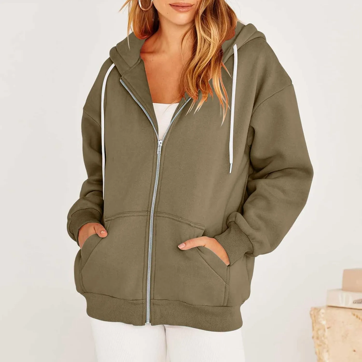 Zip Up Hoodies Women 2023 Fall Fashion Oversized Sweatshirt Y2k Sweaters Pullover Cute Teen Girl Jacket Trendy Winter Clothes