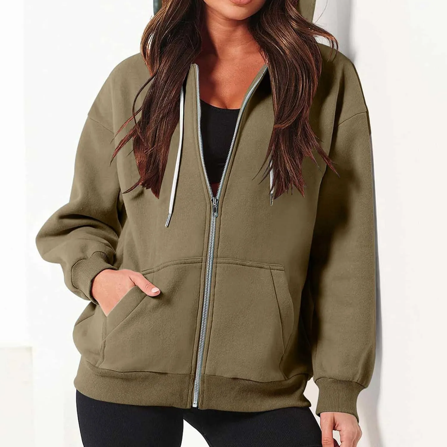 Zip Up Hoodies Women 2023 Fall Fashion Oversized Sweatshirt Y2k Sweaters Pullover Cute Teen Girl Jacket Trendy Winter Clothes