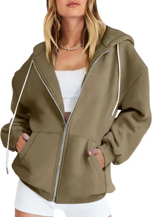 Zip Up Hoodies Women 2023 Fall Fashion Oversized Sweatshirt Y2k Sweaters Pullover Cute Teen Girl Jacket Trendy Winter Clothes